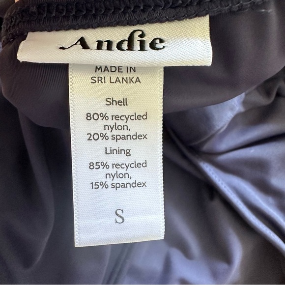 Andie Womens Tulum One Piece Swimsuit Small Navy Blue Cross Back Classic Padded - Picture 4 of 10